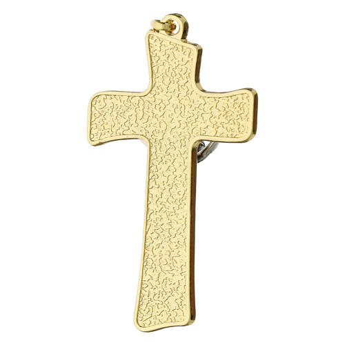 Cross with body of Christ and St Benedict background 8 cm 3