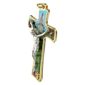 Cruz estilizada cuerpo de Cristo y fondo Fátima 8 cm