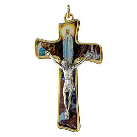 Croce fondo Madonna Miracolosa e corpo di Cristo 8 cm