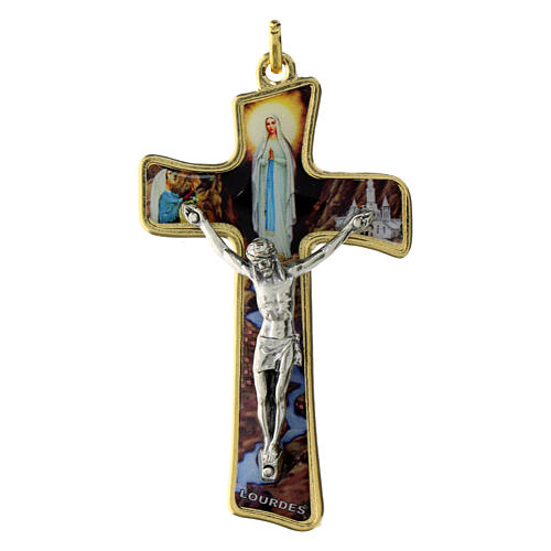 Croce fondo Madonna Miracolosa e corpo di Cristo 8 cm 1