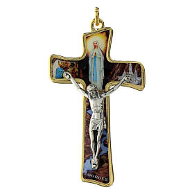 Cruz fundo Nossa Senhora de Lourdes e corpo de Cristo 8 cm