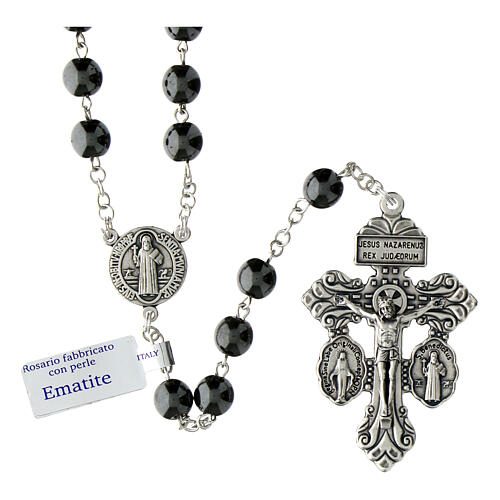 Rosary of forgiveness with hematite stone, 30 in 1