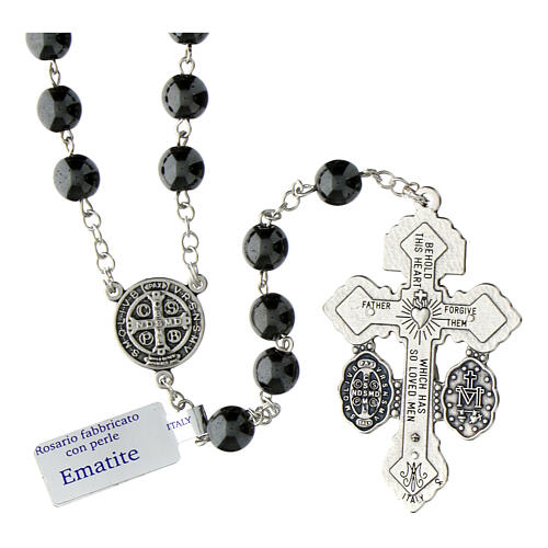 Rosary of forgiveness with hematite stone, 30 in 2