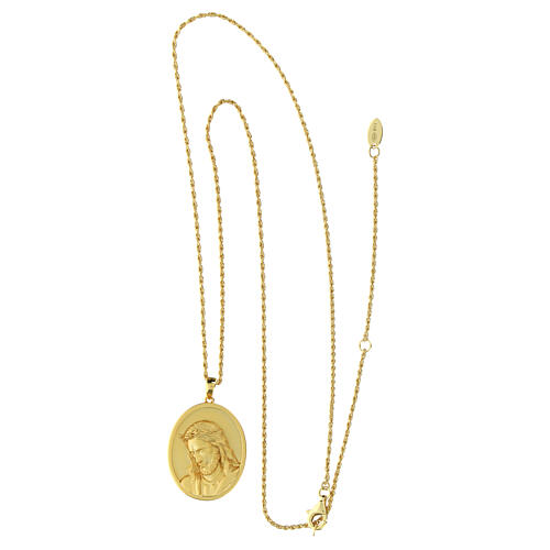 Kette mit Gesicht Jesu aus 925er Silber und gebürstetes Gold von Amen 3