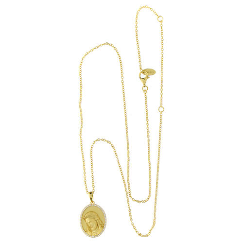 Vergoldete Halskette aus 925er Silber mit weißen Zirkonia von Amen Gesicht von Jesus 3