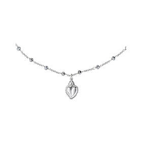Amen 925 Silver Sacred Heart Necklace with Iridescent Crystals