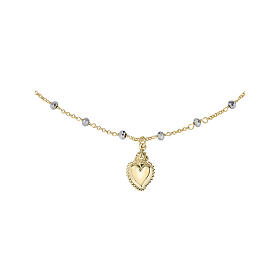 Halskette Amen aus Silber 925 mit Heiligstem Herz Gold Kristalle