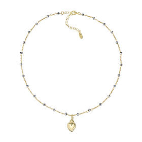 Halskette Amen aus Silber 925 mit Heiligstem Herz Gold Kristalle