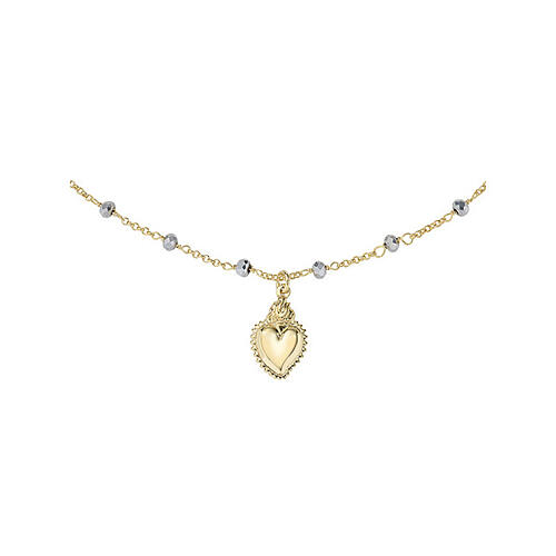 Amen necklace with Sacred Heart, gold plated 925 silver and crystals 1
