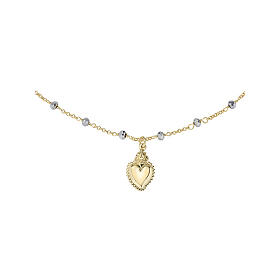 Amen necklace 925 silver Sacred Heart gold crystals