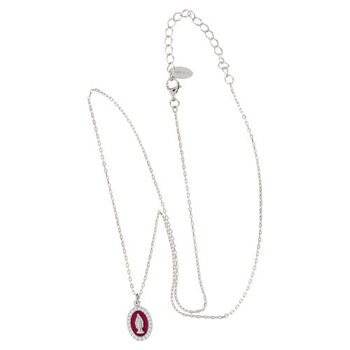 Halskette Bordeaux Emaille aus 925 Silber mit weißen Zirkonen Amen 3