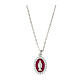 Amen necklace with medal of Mary Immaculate, 925 silver, burgundy enamel and rhinestones s1