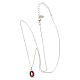 Amen necklace with medal of Mary Immaculate, 925 silver, burgundy enamel and rhinestones s3