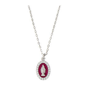 Collana smalto bordeaux argento 925 zirconi bianchi Amen