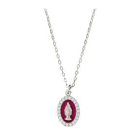 Miraculous necklace Amen 925 silver burgundy enamel with white zircons