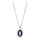 Collier émail bleu argent 925 Vierge Miraculeuse avec zircons Amen s1