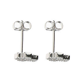 Cross-shaped stud earrings by Amen, white rhinestones and rhodium-plated 925 silver