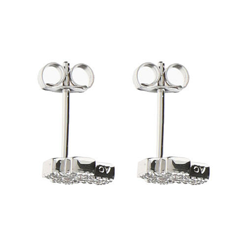 Cross-shaped stud earrings by Amen, white rhinestones and rhodium-plated 925 silver 2