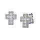 Cross-shaped stud earrings by Amen, white rhinestones and rhodium-plated 925 silver s1