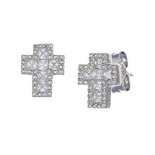 Orecchini argento 925 zirconi bianchi Amen finitura rodio 1