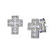 Amen 925 silver cross earrings with white zircons, rhodium finish s1