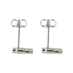 Cross-shaped stud earrings by Amen, black and white rhinestones and rhodium-plated 925 silver