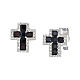 Black cross earrings in 925 silver with white zircons Amen rhodium finish s1