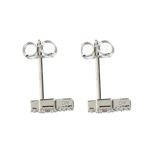 Cross-shaped stud earrings by Amen, red and white rhinestones and rhodium-plated 925 silver 2