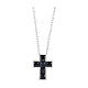 Amen necklace of rhodium-plated 925 silver, black rhinestone cross s1