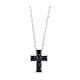 Amen cross necklace in 925 silver with black zircons and rhodium finish s1