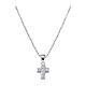 Amen necklace of 925 silver, rhodium-plated finish, cross-shaped pendant with white rhinestones s1