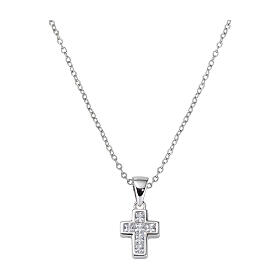 Collana argento 925 con croce zirconi bianchi Amen finitura rodio