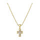 Amen necklace of 925 silver, gold plated finish, cross-shaped pendant with white rhinestones s1