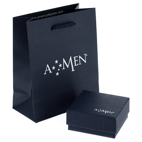 Amen cross-shaped earrings, rhodium-plated 925 silver and black rhinestones 3