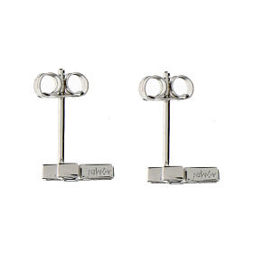 Amen cross-shaped earrings, rhodium-plated 925 silver and white rhinestones