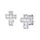 Amen cross-shaped earrings, rhodium-plated 925 silver and white rhinestones s1