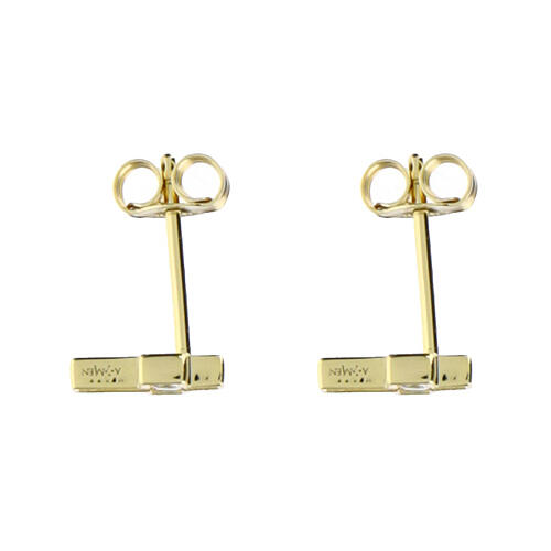 Amen gold earrings with white zircons and cross in 925 silver 2