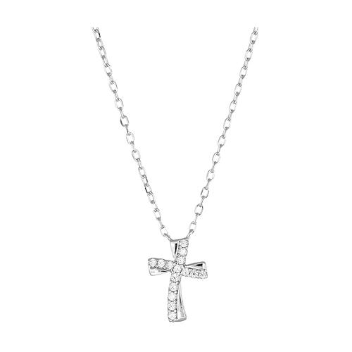Colar de prata 925 cruz com zircões brancos Amen 1