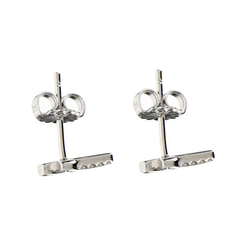 Amen earrings with cross shape, white rhinestones and rhodium-plated 925 silver 2