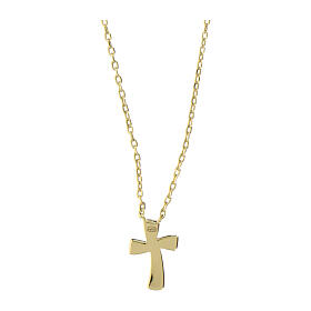 Collana oro Amen argento 925 zirconi bianchi croce finitura rodio