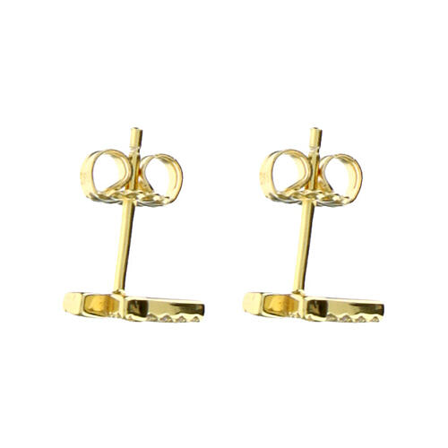 Amen earrings with cross shape, white rhinestones and gold plated 925 silver 2