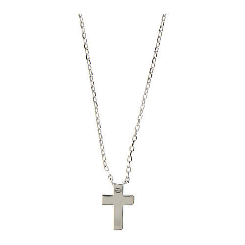 Amen necklace with cross, white rhinestones and rhodium-plated 925 silver 2