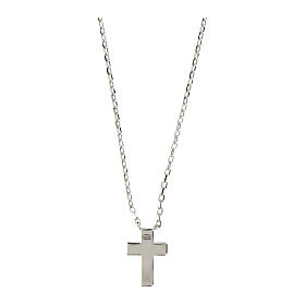 Collana con croce in argento 925 Amen zirconi bianchi rifinita rodio