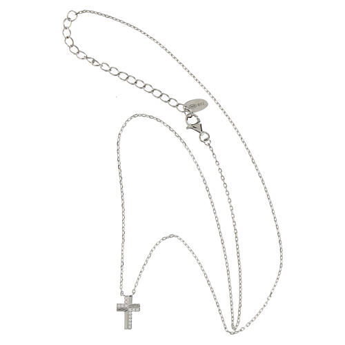 Collana con croce in argento 925 Amen zirconi bianchi rifinita rodio 3