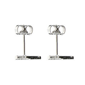 Amen cross-shaped earrings, rhodium-plated finish, white rhinestones and 925 silver