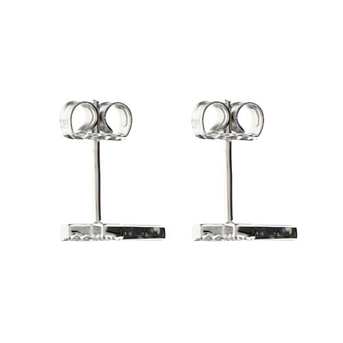 Amen cross-shaped earrings, rhodium-plated finish, white rhinestones and 925 silver 2