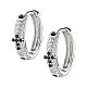 Amen huggie earrings, black and white rhinestones, rhodium-plated 925 silver s1