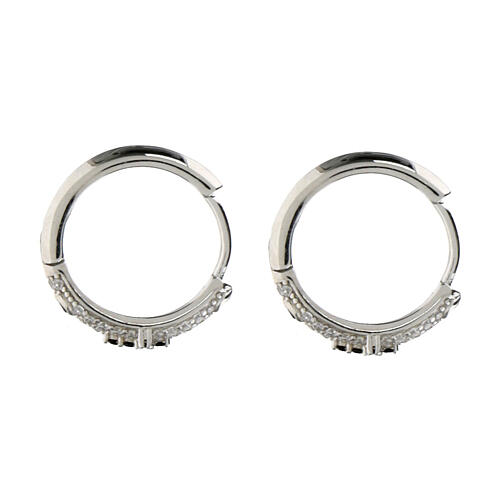 Amen 925 silver earrings with white and black zircons, rhodium finish 2