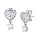 Amen earrings with heart and white rhinestone, rhodium-plated 925 silver s1