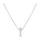 Collana croce e zircone Amen in argento 925 finitura rodio s1